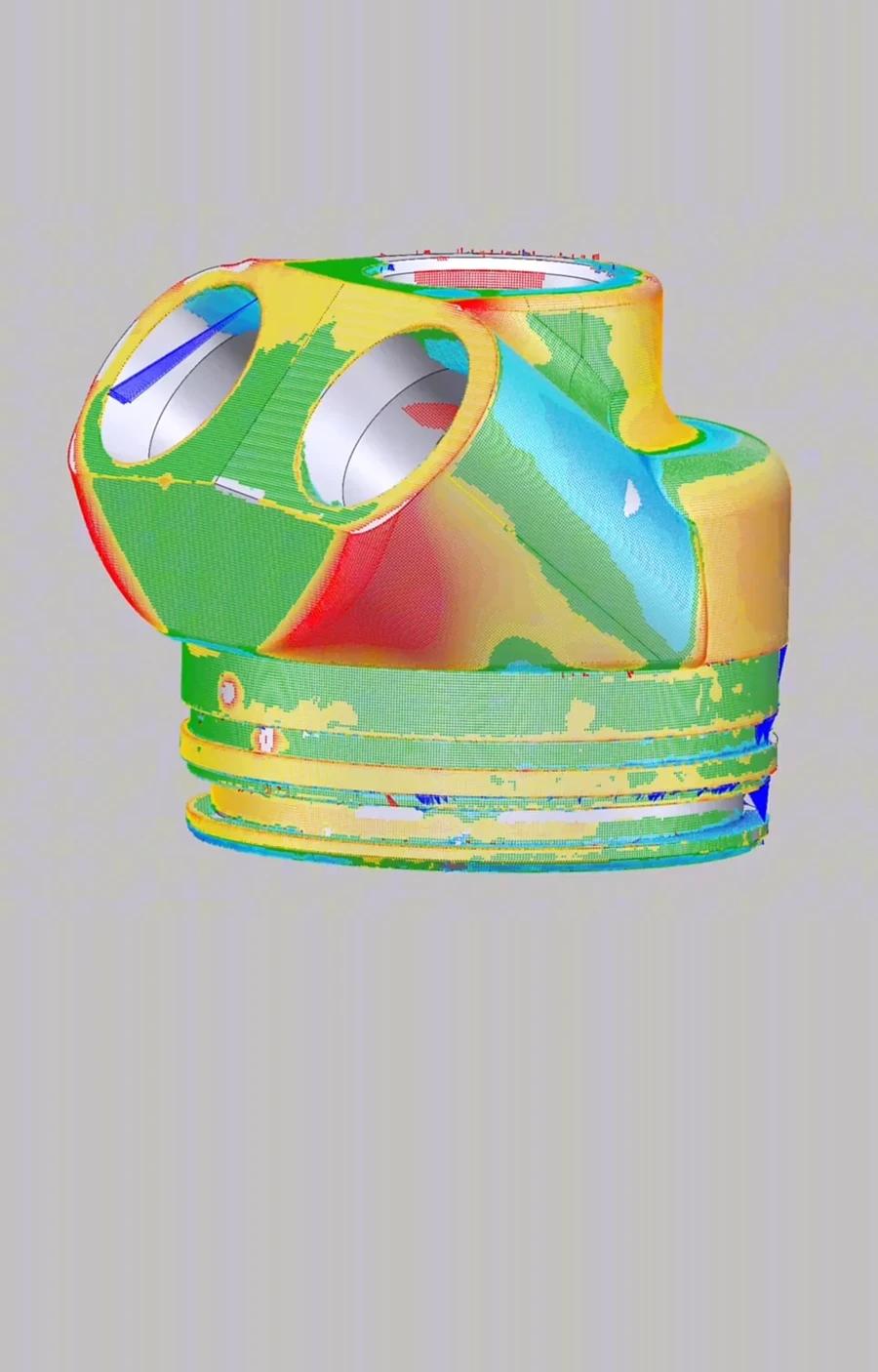 Geometría de una pieza reconstruida y comparada con el escaneo en Geomagic Design X