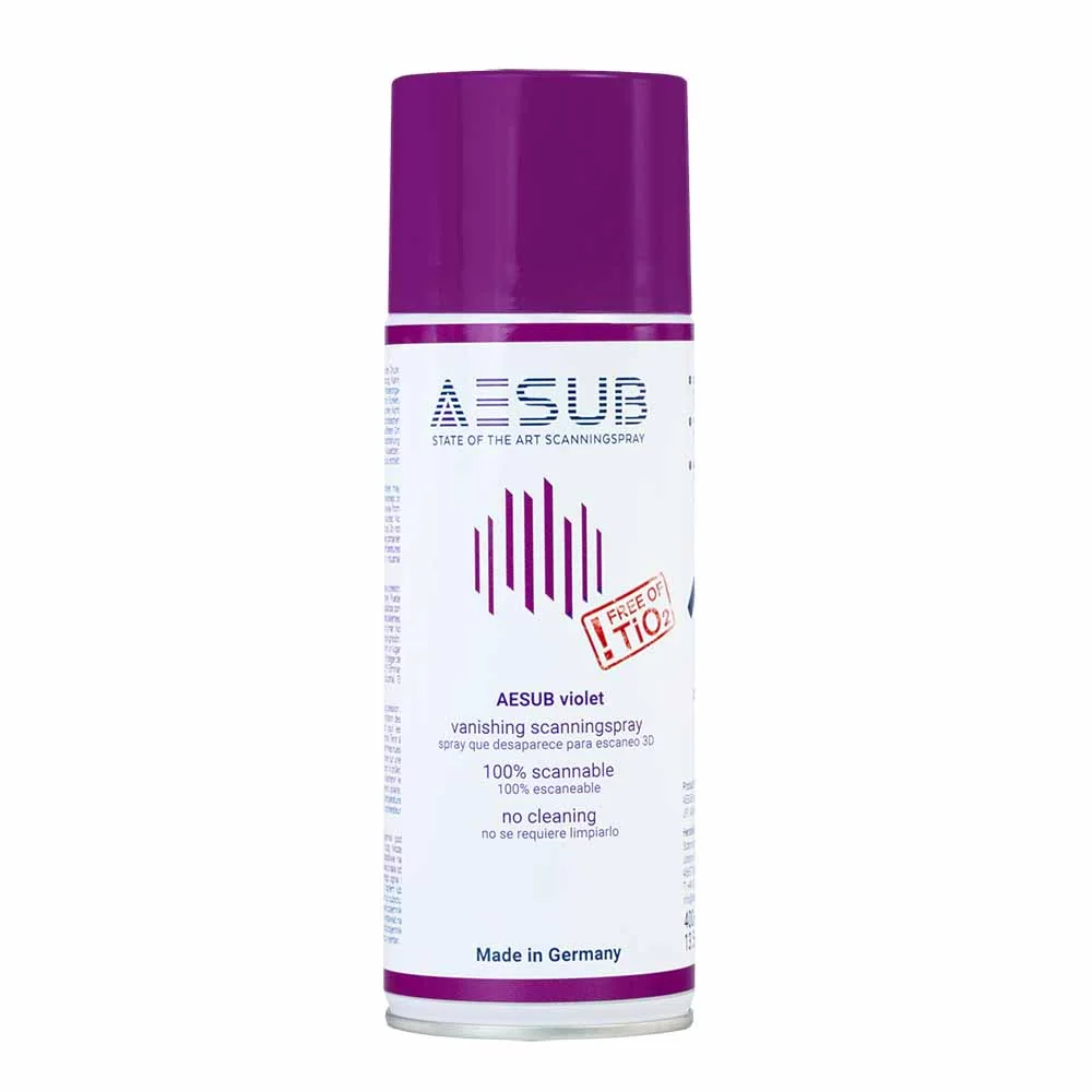 Envase de AESUB violet aerosol para preparar superficies antes del escaneo 3D
