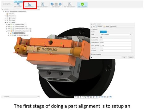 Preparación de una pieza sujeta para el proceso de mecanizado y sondeo en Autodesk Fusion