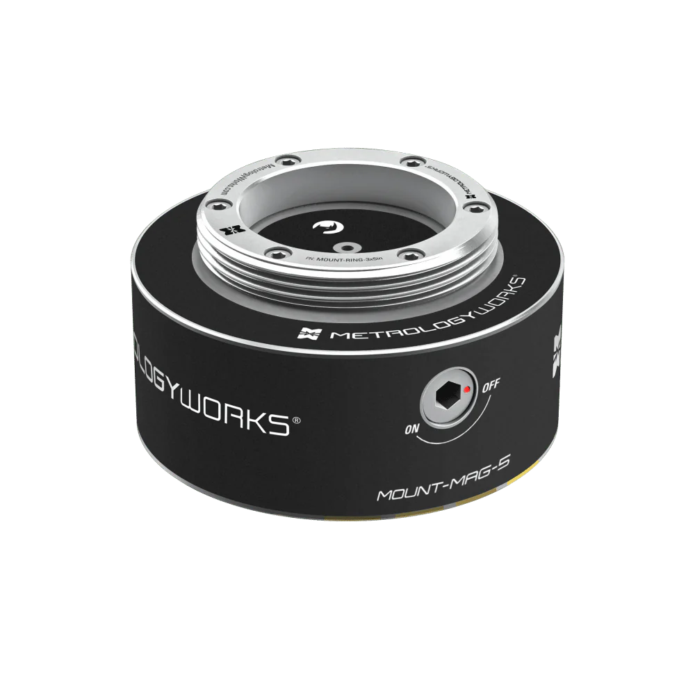 Base magnética MetrologyWorks de 5 pulgadas para montar un instrumento portátil