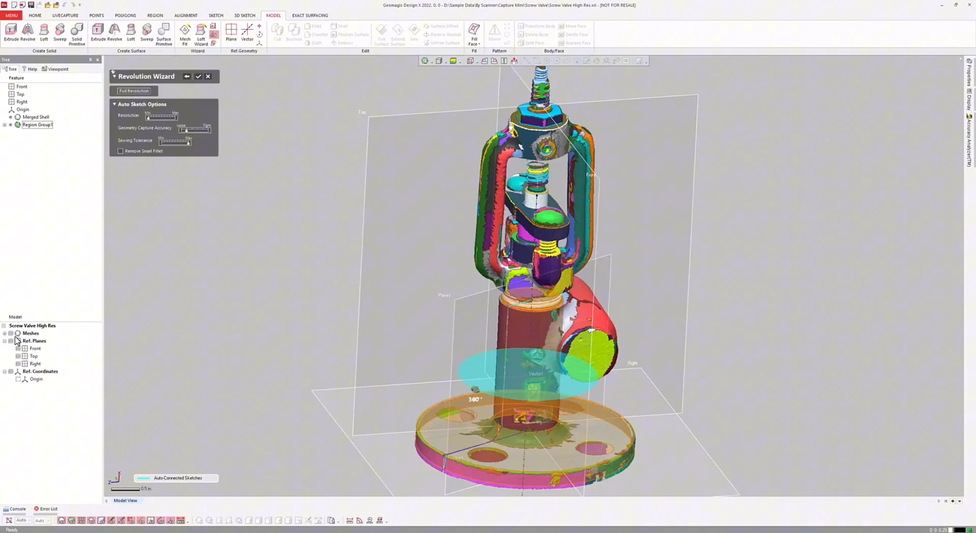 Reconstrucción paramétrica de una pieza escaneada en Geomagic Design X
