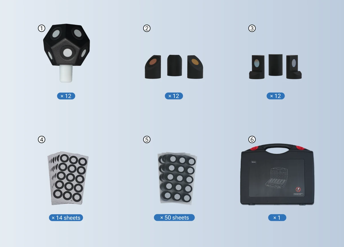 Kit SHINING 3D de 12 mm con marcadores de 45 y 90 grados y maletín
