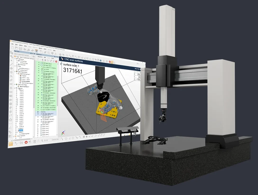 Scanning on CMMs, global solution with 3D scanner and metrology software