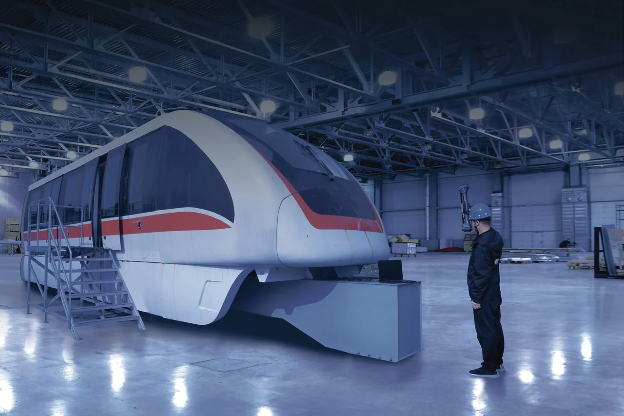 Tren de gran escala como ejemplo de superficie para captura 3D