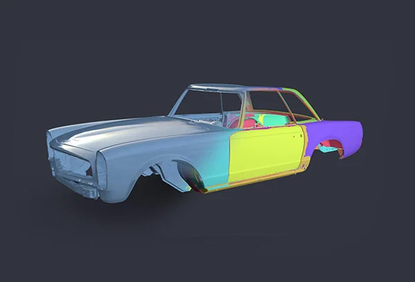 Escaneo 3D de una superficie de automóvil con la familia Skyline
