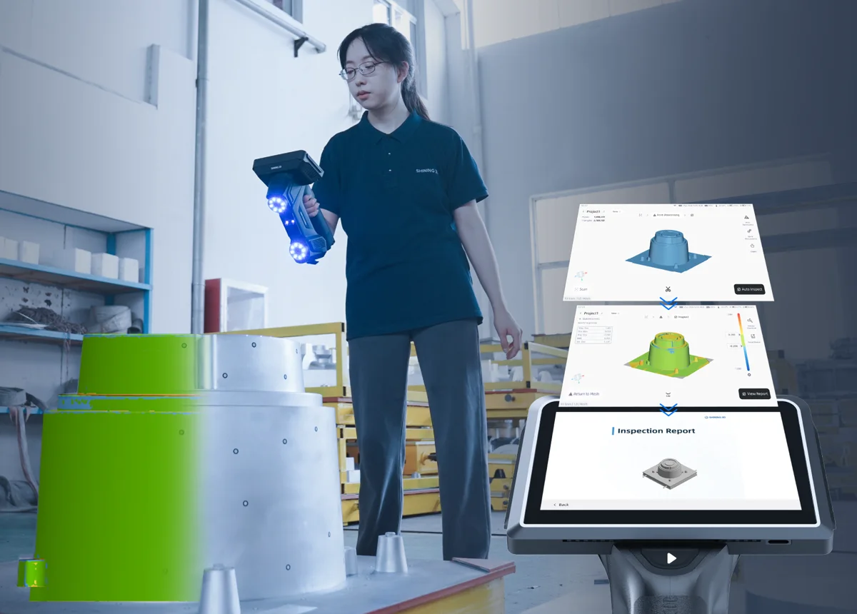 FreeScan Omni y flujo de inspección de una pieza en el propio equipo