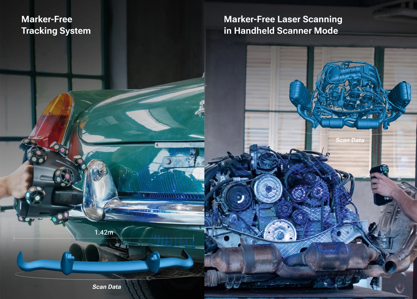 Captura de un motor con el sistema de seguimiento EinScan Trak