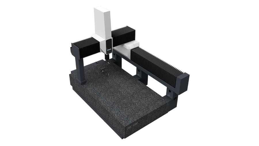 Vista superior de WENZEL HA 128 con base, puente y columna de granito