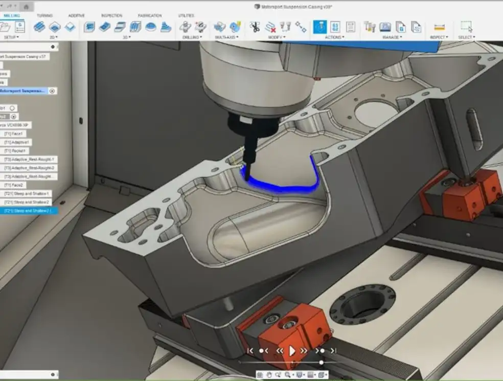 Simulación de una operación CNC sobre una pieza en Autodesk Fusion
