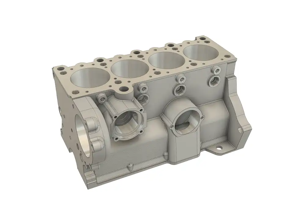 Modelo CAD de un bloque motor como referencia geométrica para el trabajo de inspección con PowerInspect