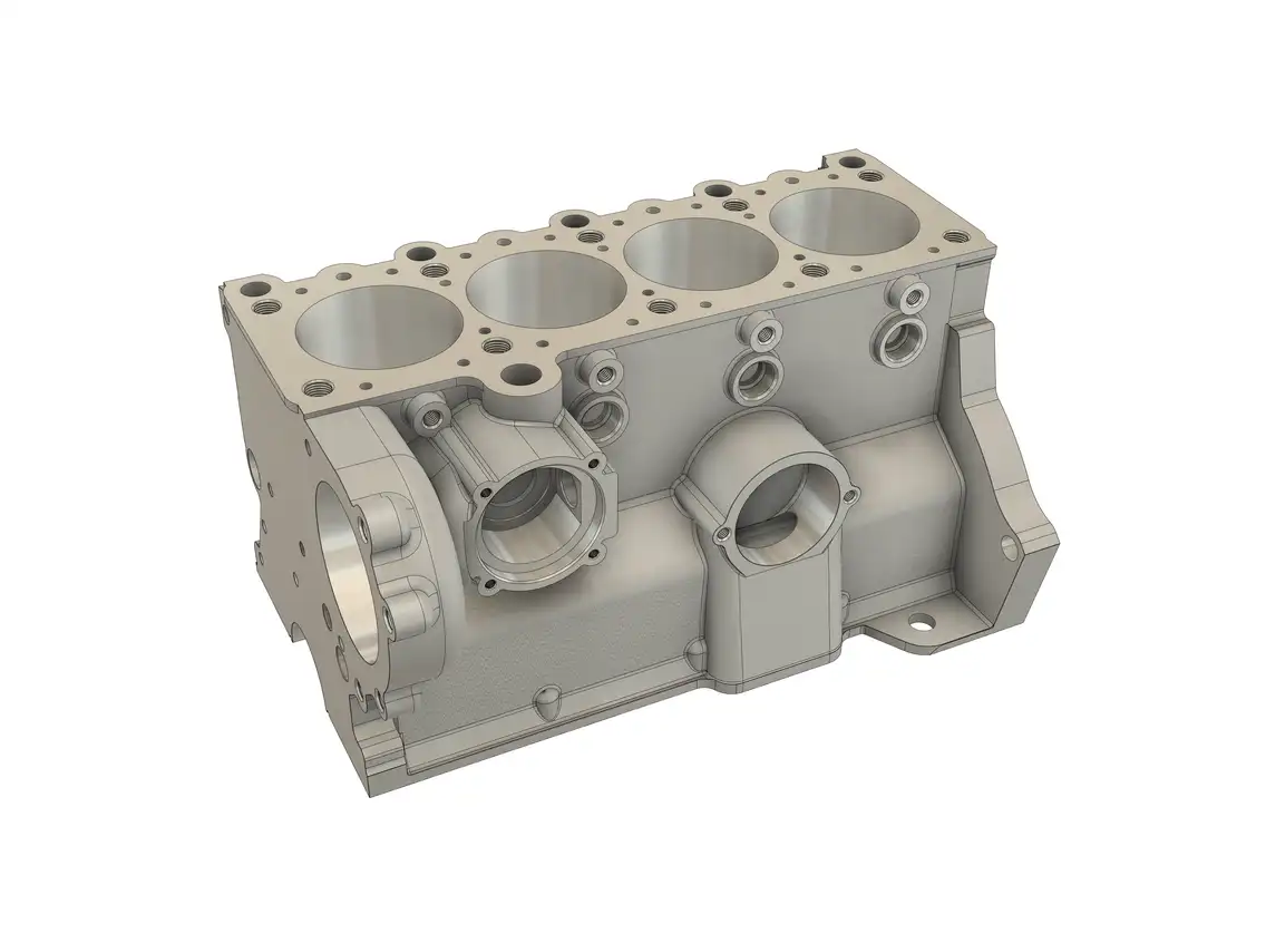 Modelo CAD de un bloque motor como referencia geométrica para el trabajo de inspección con PowerInspect