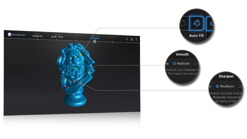 Modelo 3D editado en EXScan S con EinScan SE V2