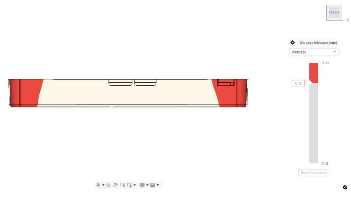 Resultado de alabeo de una caja para electrónica en Autodesk Fusion