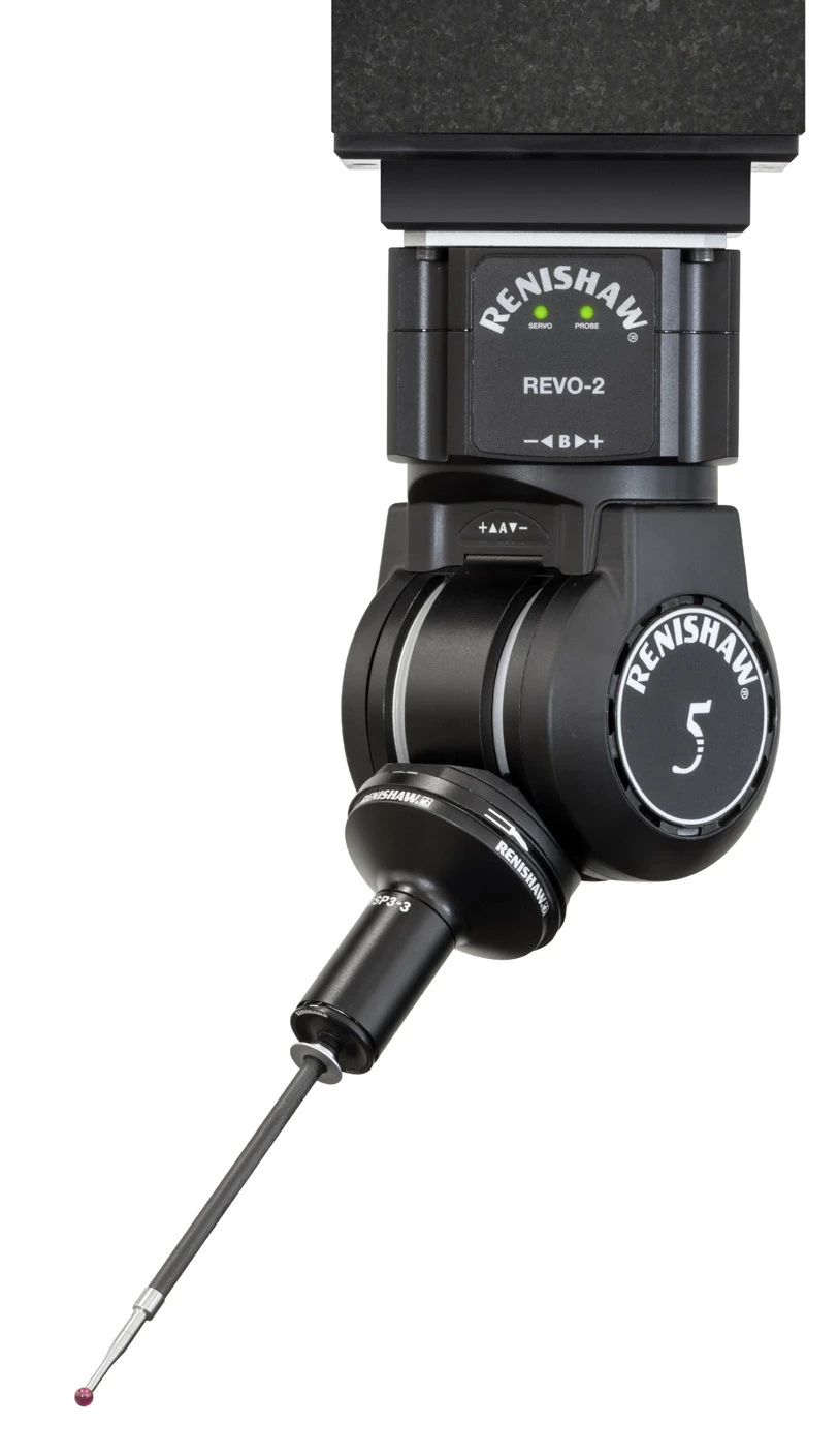 Sonda Renishaw RSP3 montada en REVO-2 con su palpador completo