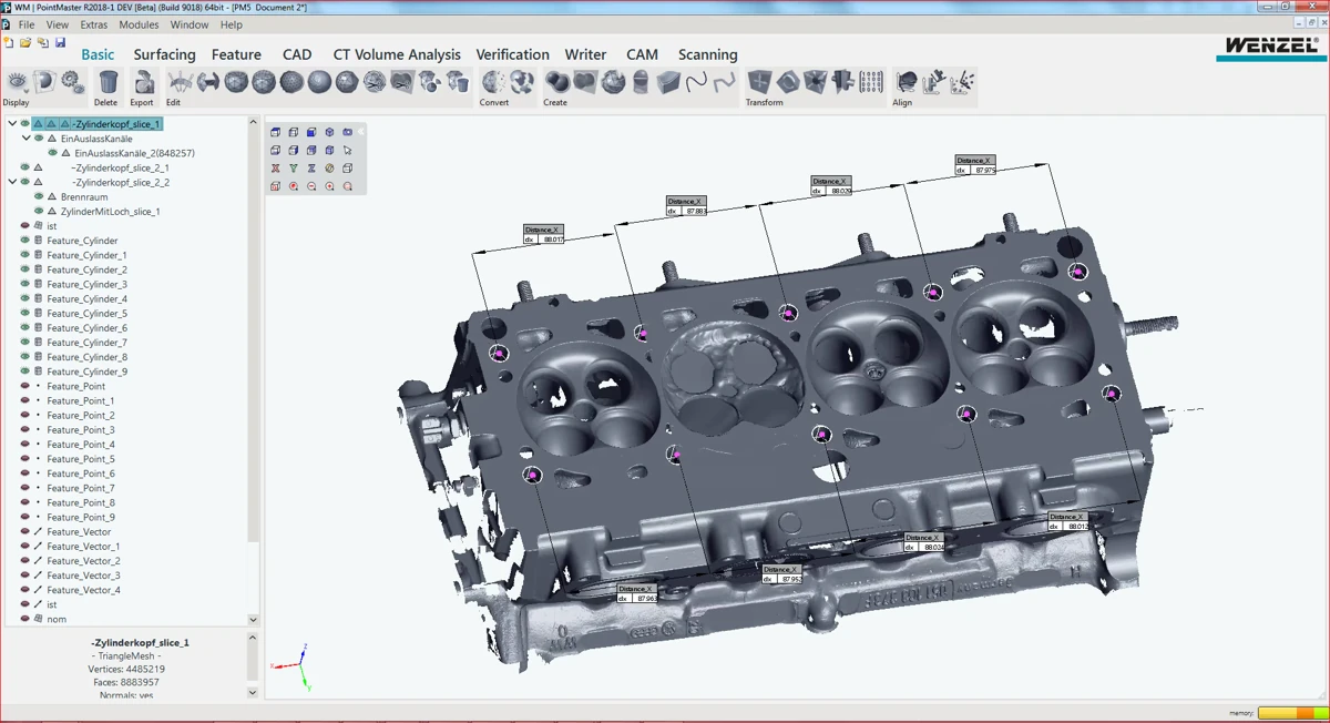 Geometría de un componente preparada en WM | PointMaster para ingeniería inversa